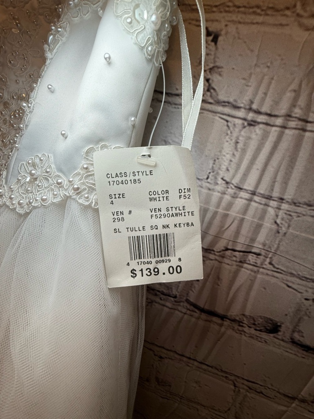 David's Bridal White Embroidered Tulle Flower Girl Dress - Picture 9 of 16